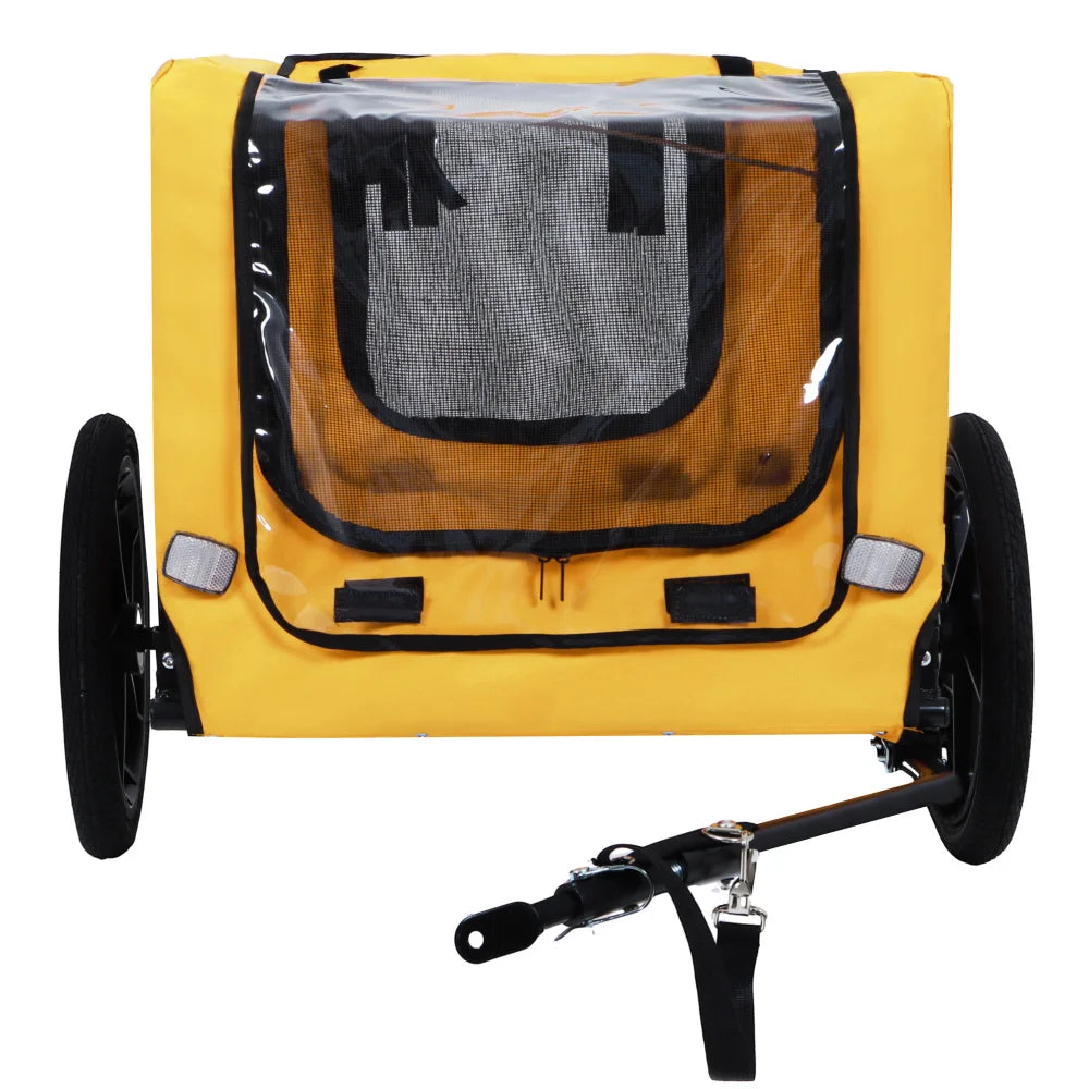Foldable Dog Bike Trailer With Air Filled Wheels And Canopy
