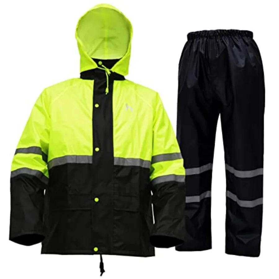 High Visibility Reflective Rain Suit Waterproof Jacket With Pants