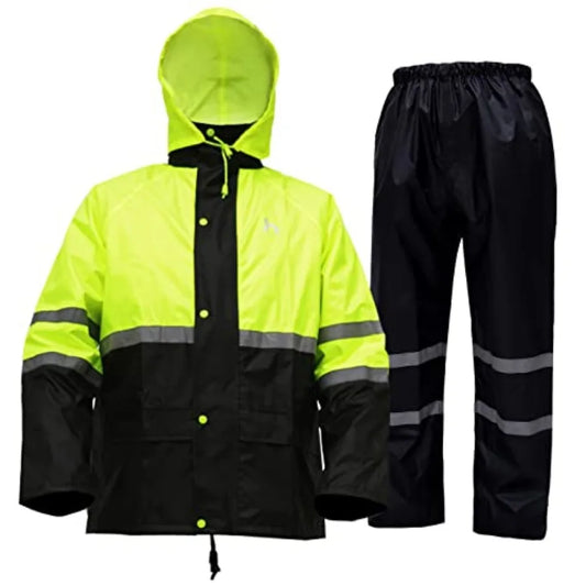 High Visibility Reflective Rain Suit Waterproof Jacket With Pants