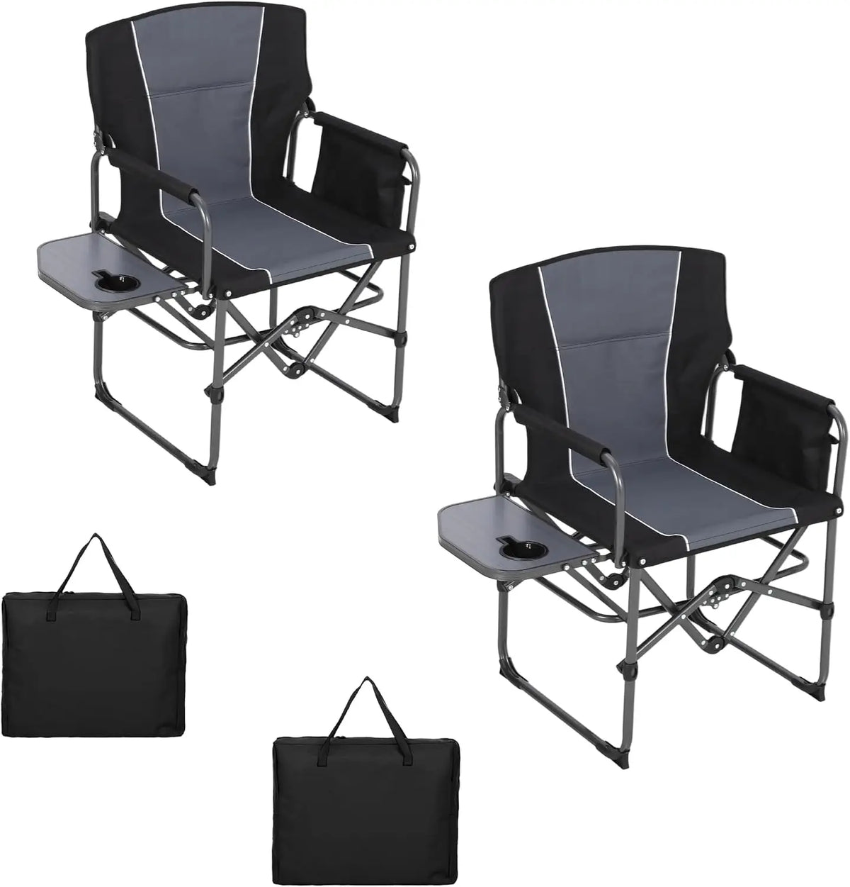Tacleekii Folding Camping Director Chair With Side Table For Adults