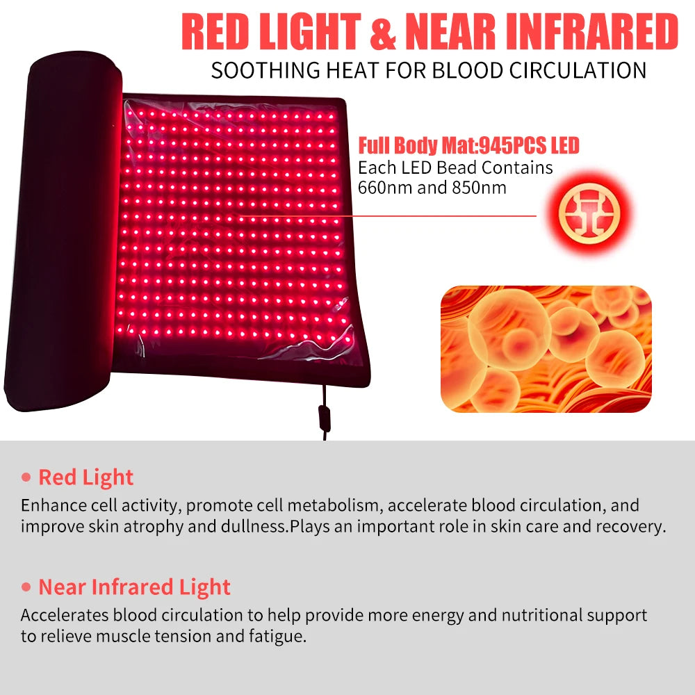 Premium Full Body Red Light Therapy Mat With LED Panels