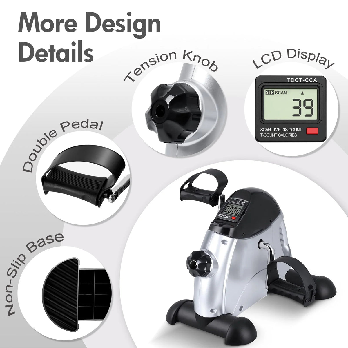 Mini Motorized Pedal Exerciser Featuring Digital LCD Display