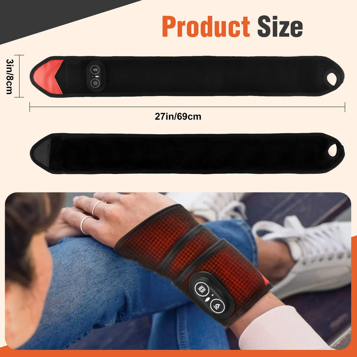 Hailicare LED Red Light Vibration Heating Wrap For Joints