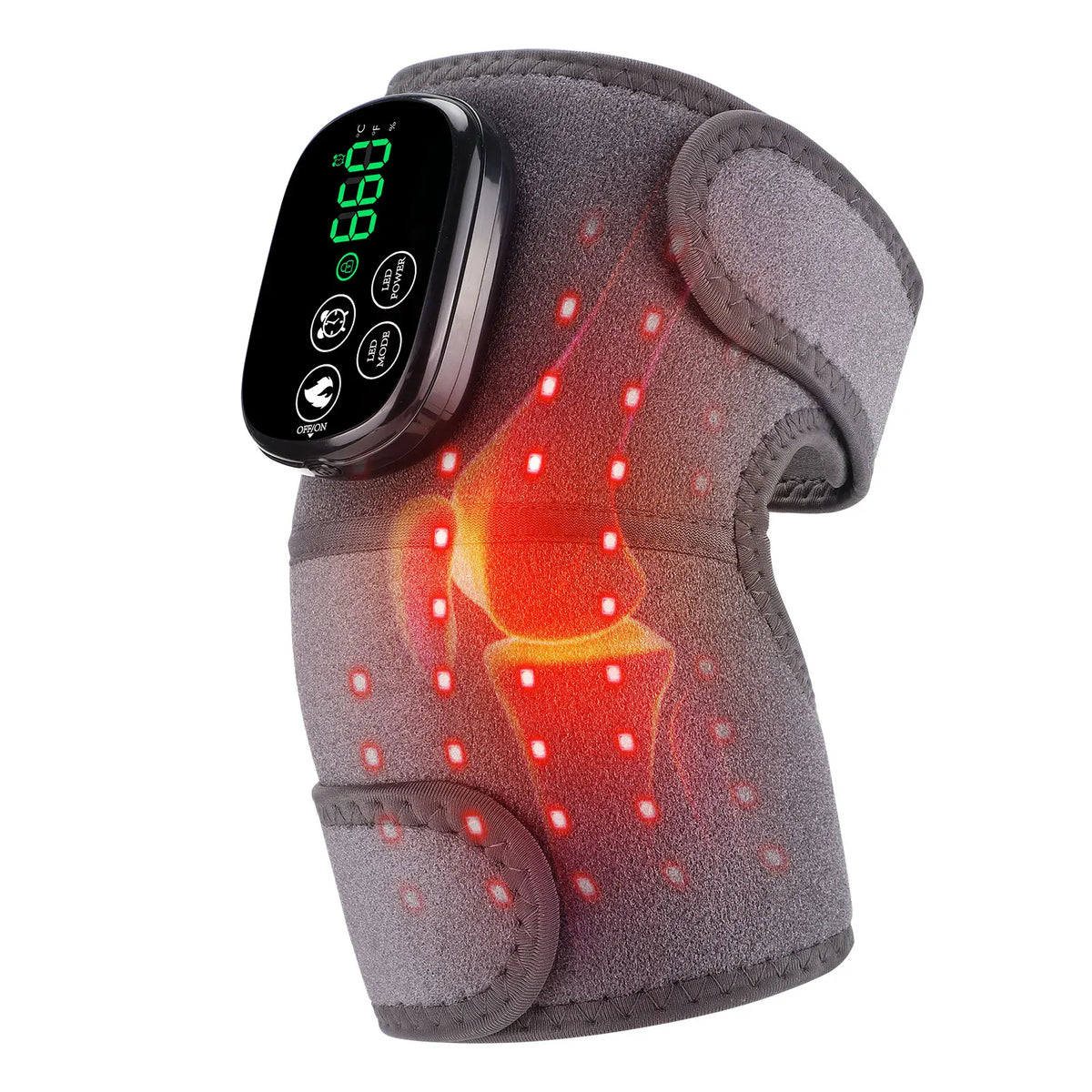 Red Light Knee Wrap with Heating, 660nm & 850nm LED, 5000mAh Battery, 3-in-1 for Knee Shoulder Elbow, Type-C