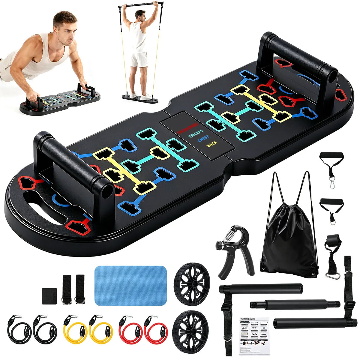 Portable Home Gym Kit With Pushup Board And Resistance Bands