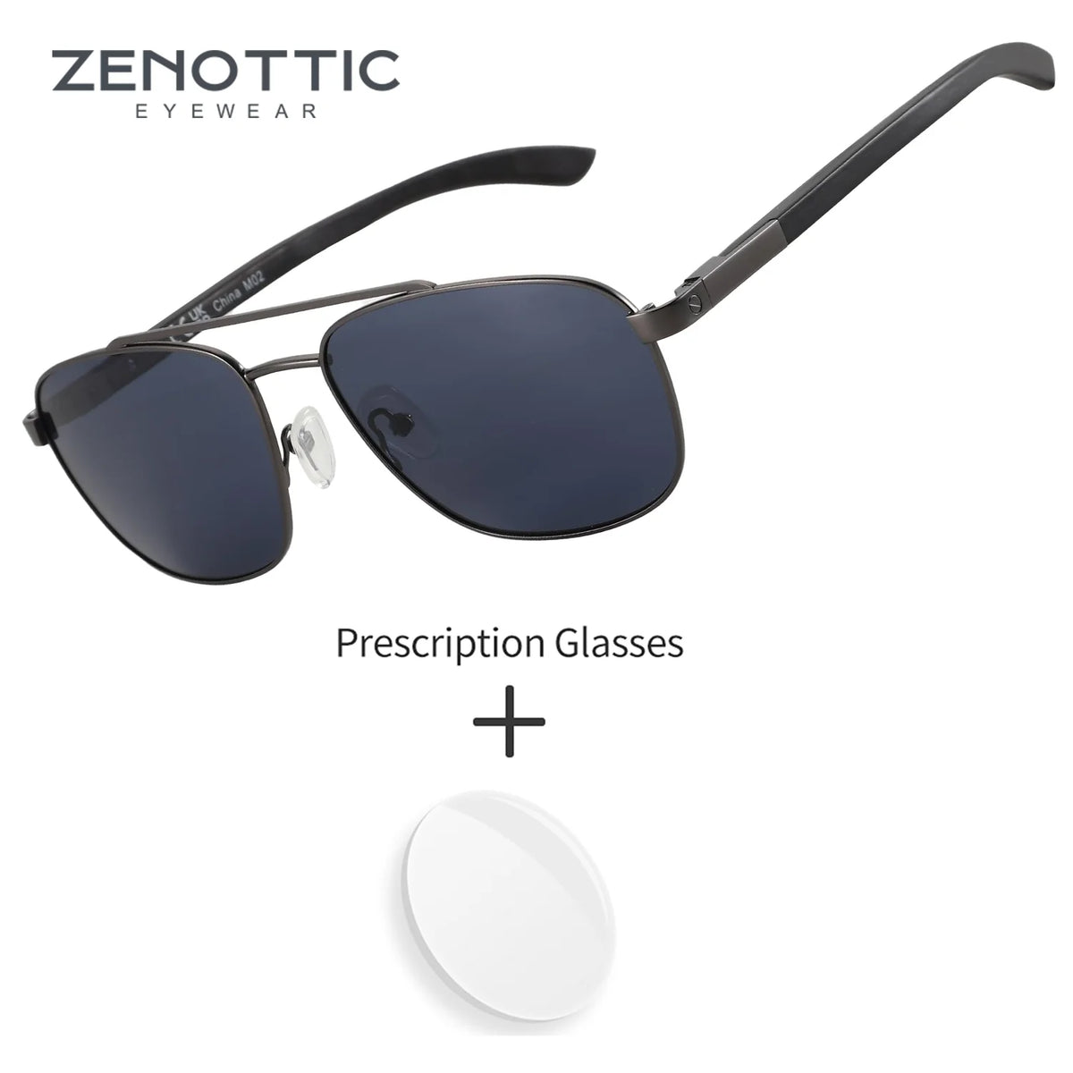 Zenottic Metal And Wood Polarized Progressive Prescription Sunglasses For Men