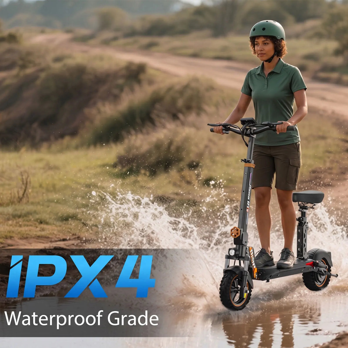 800W Adult Electric Scooter with Seat, 48V 18.2Ah Battery, Up to 34 Miles Range, 10" Tires, Lightweight Foldable Commuter