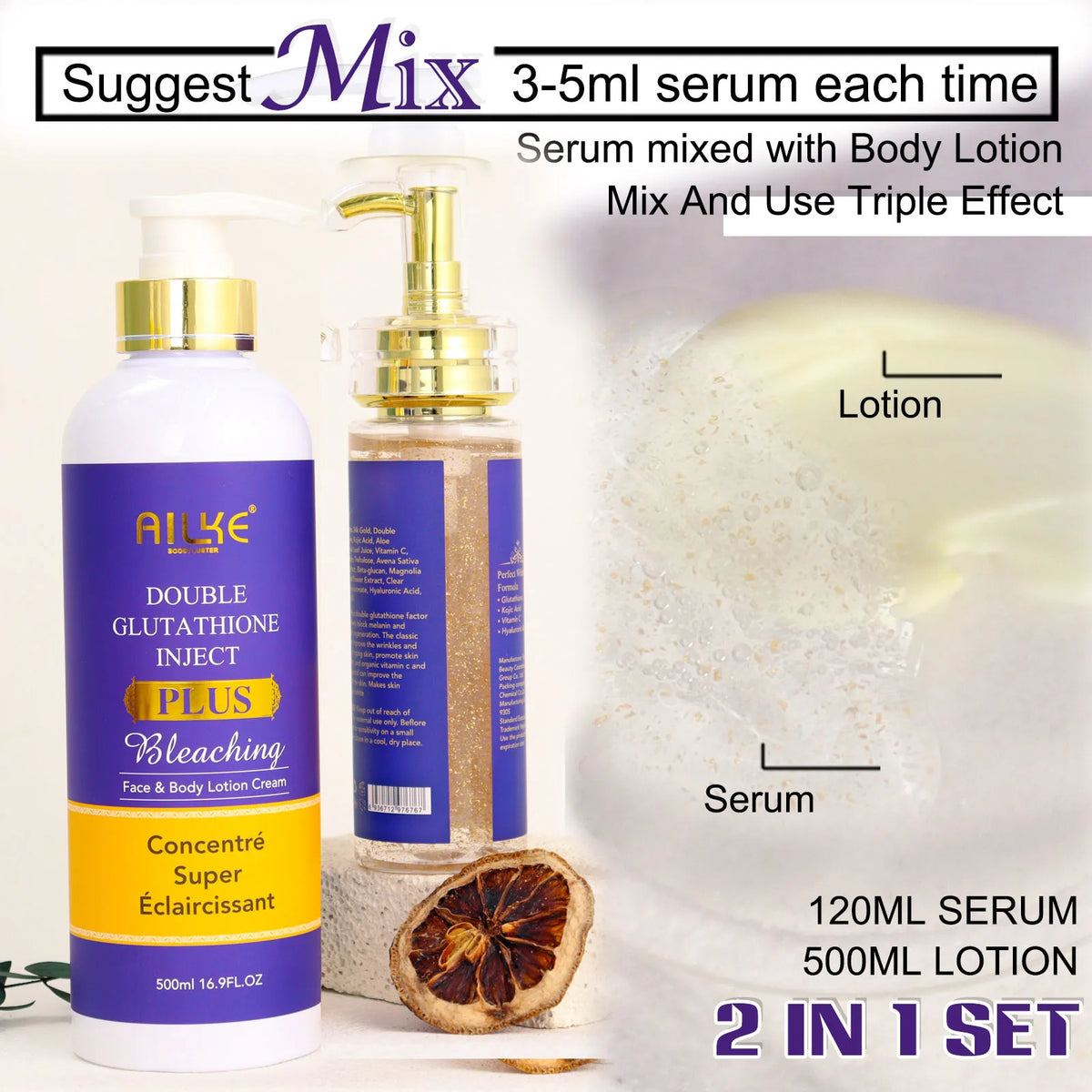 AILKE Double Glutathione Whitening Serum For Dark Spot Correction