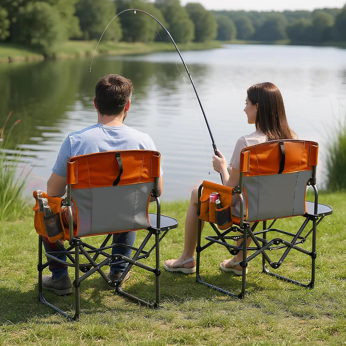 Tacleekii Folding Camping Director Chair With Side Table For Adults