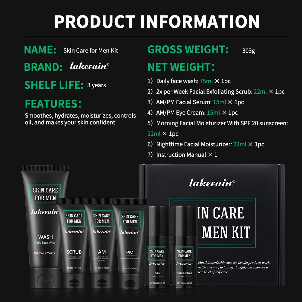 Lakerain Hydrating Oil Control Facial Skin Care Set SPF