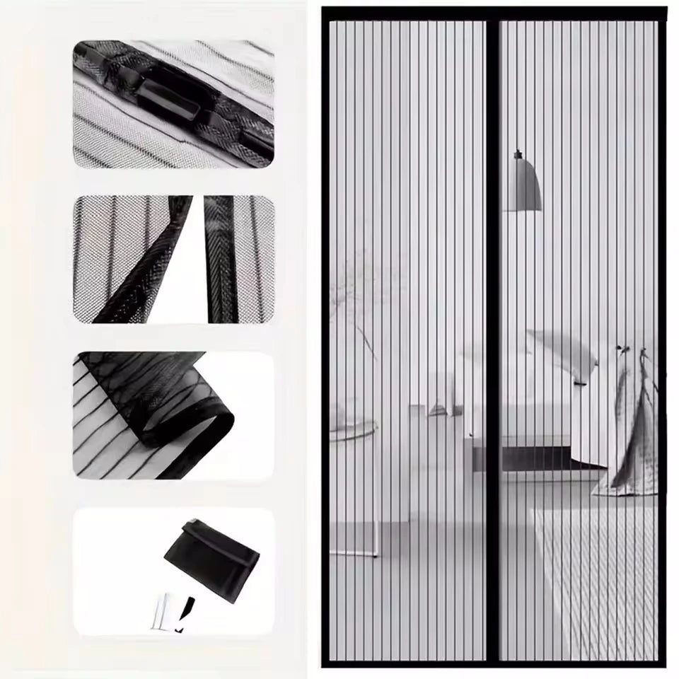 Magnetic Fiberglass Mosquito Door Curtain With Pet Resistant Mesh