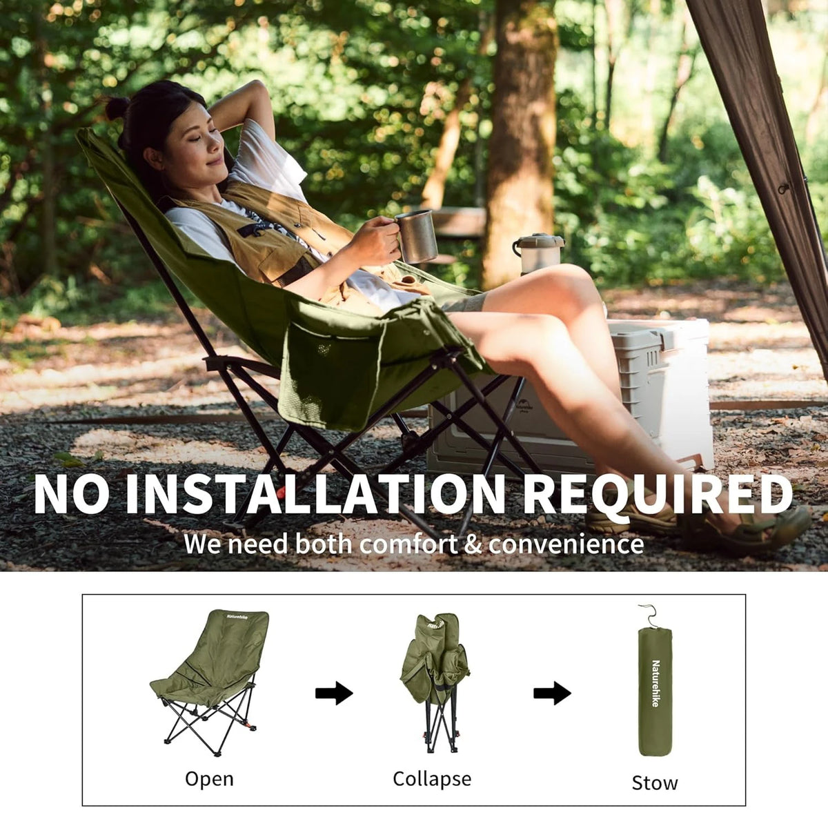 Naturehike High Back Folding Moon Camping Lounge Chair