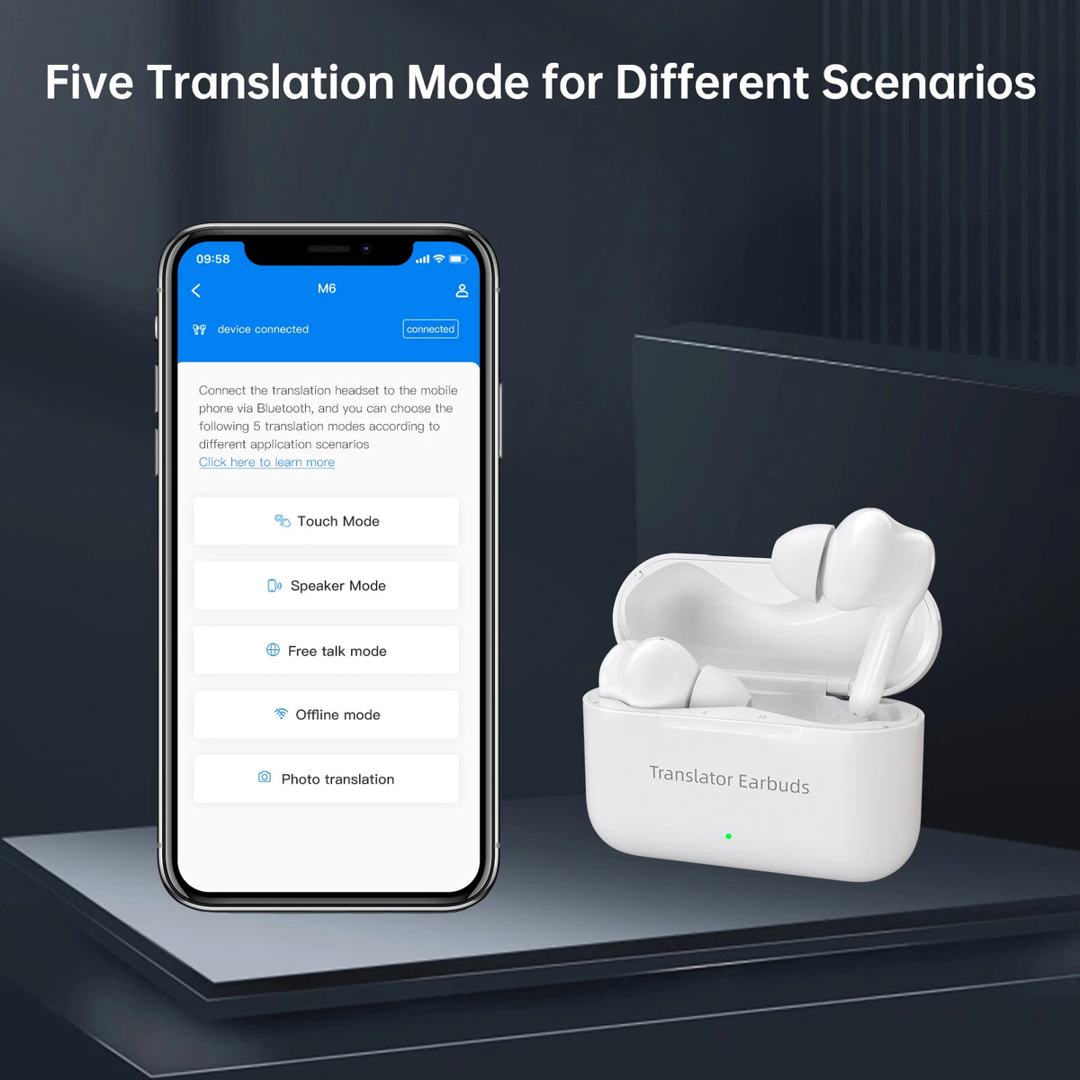 Wooask M6 Translator Earbuds With Real Time Language Translation