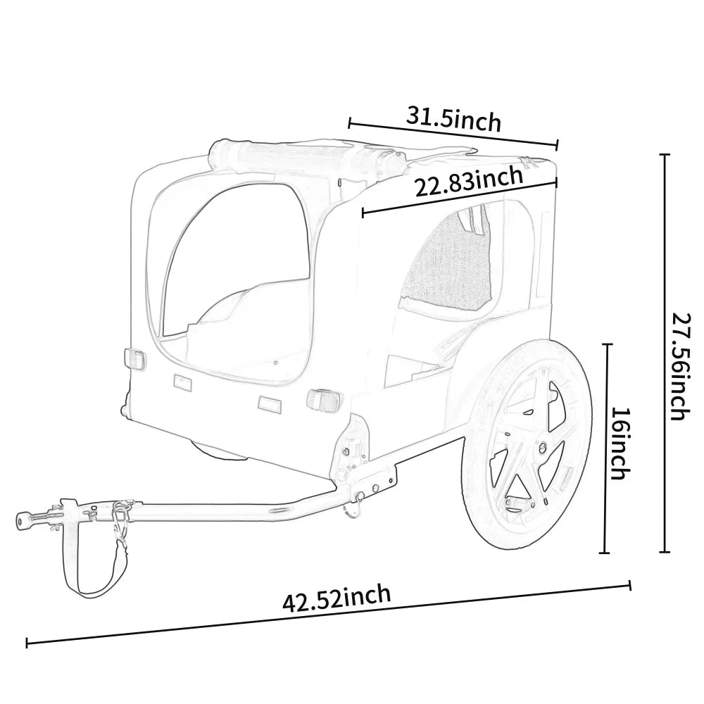 Foldable Dog Bike Trailer With Air Filled Wheels And Canopy