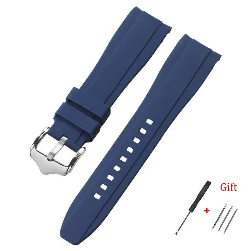 Curved End Silicone Watch Band Waterproof Replacement Wrist Strap