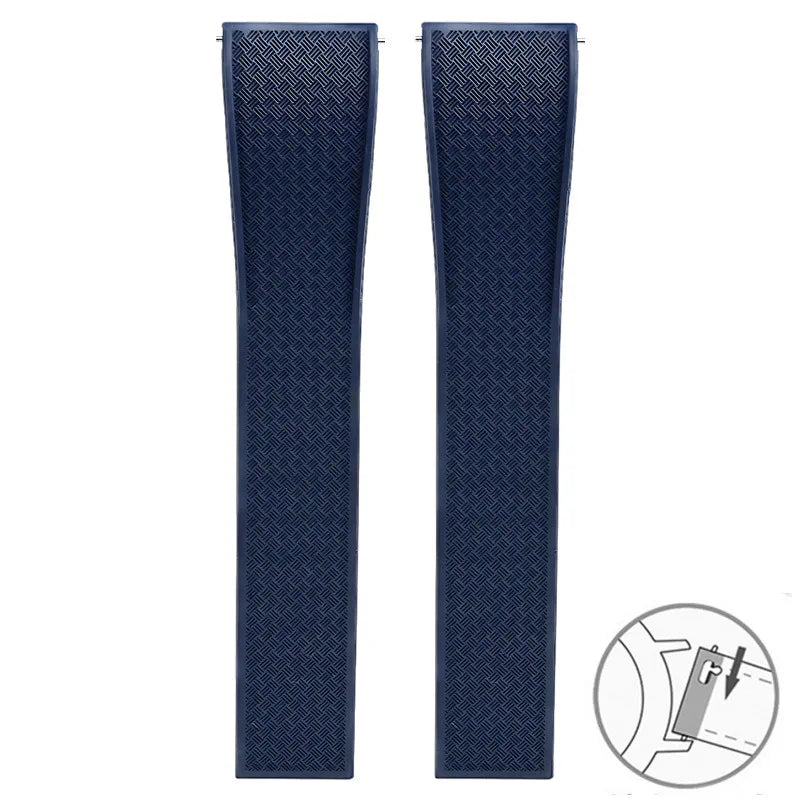 FKM Fluoro Rubber Watch Band With Quick Release Folding Buckle