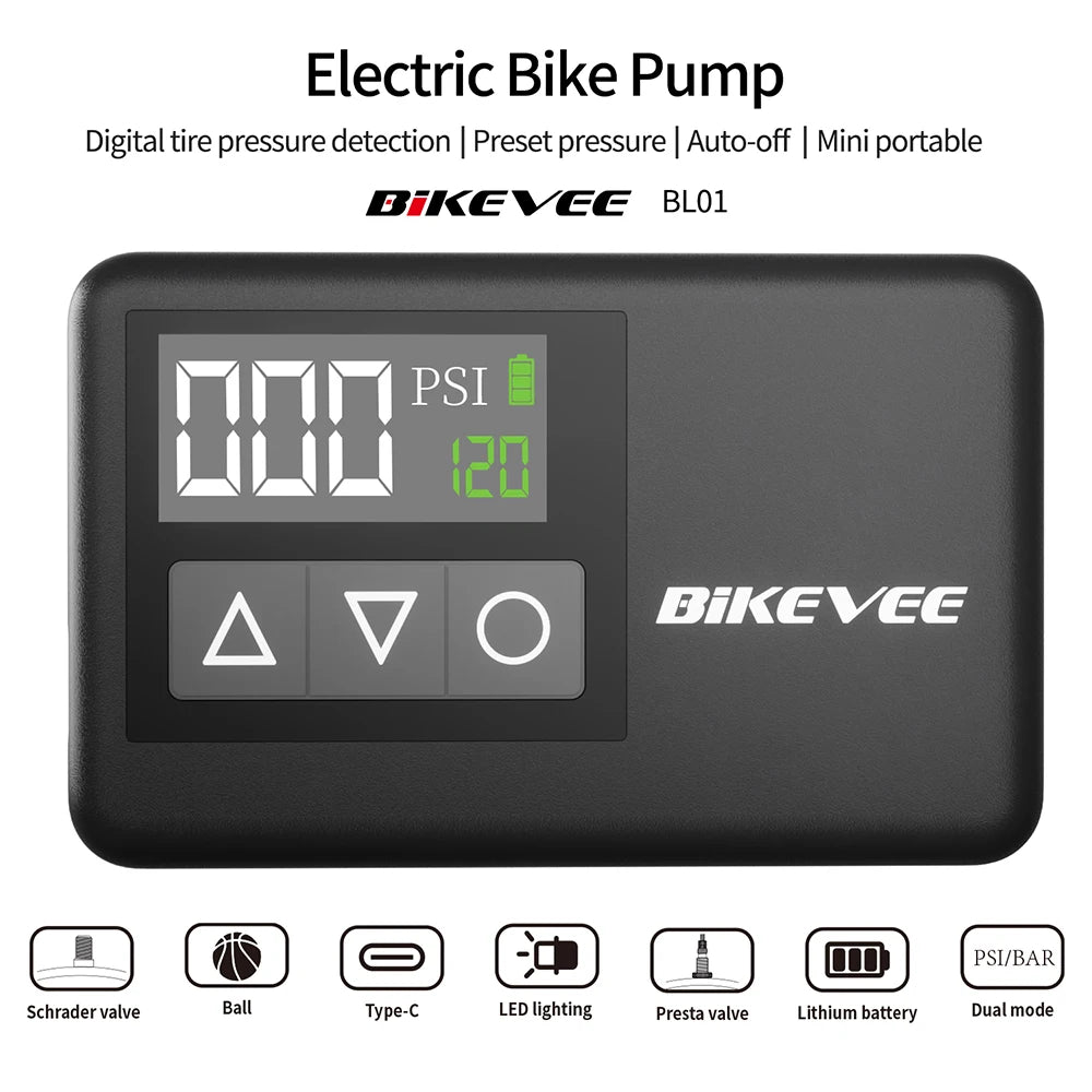 Bikevee Portable Electric Air Pump With Digital Display
