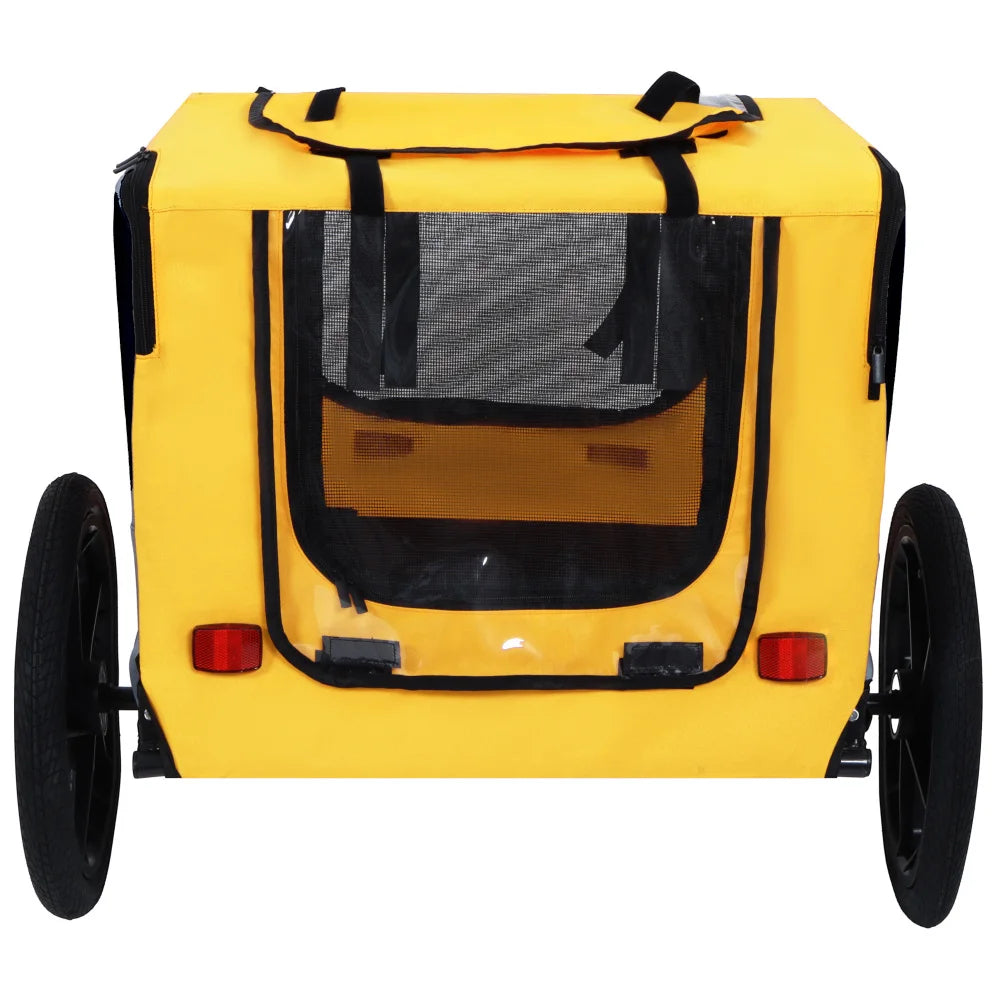 Foldable Dog Bike Trailer With Air Filled Wheels And Canopy