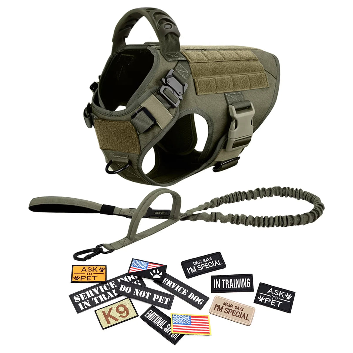 Tactical Military Nylon Dog Harness Vest Accessories Set