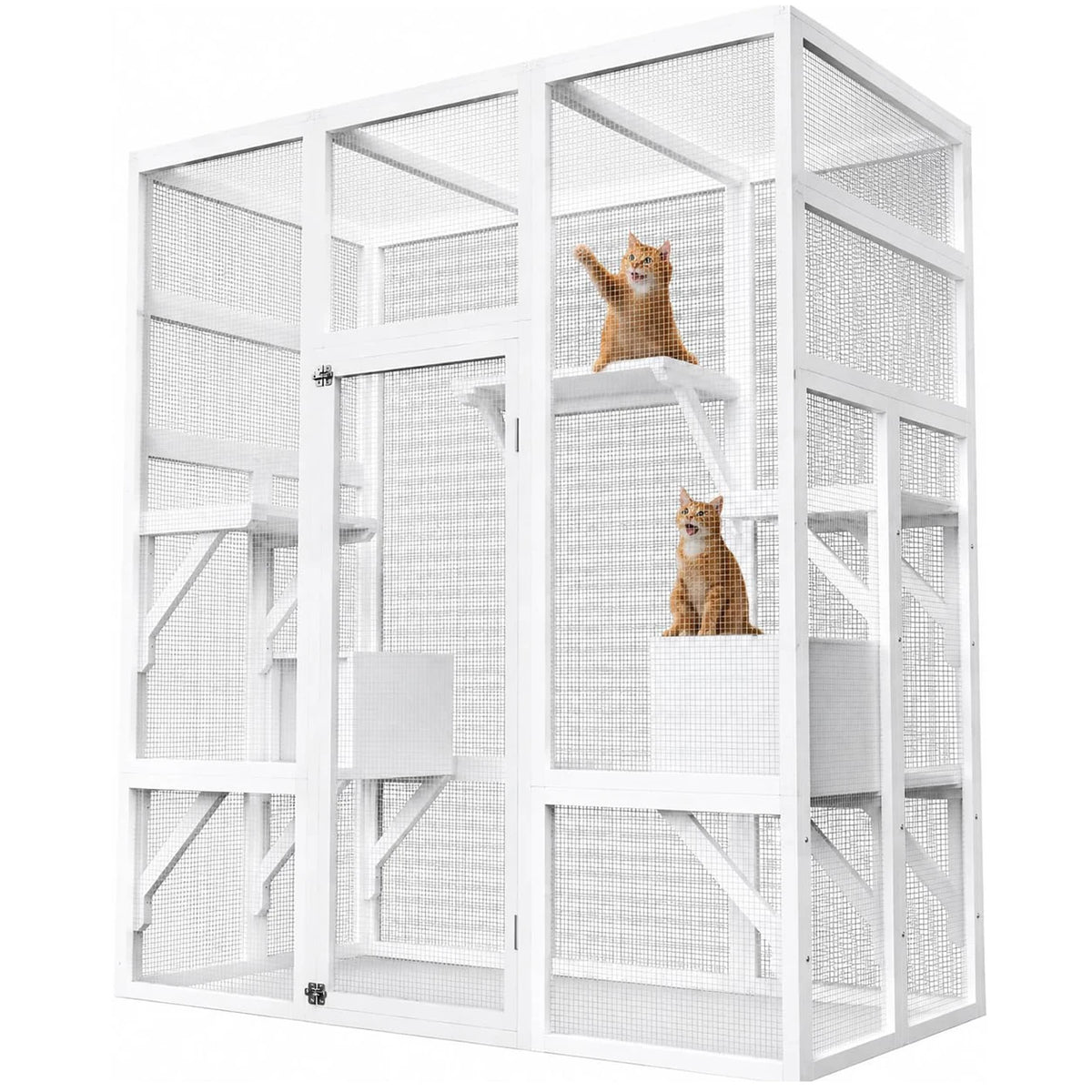 HiMiss Outdoor Wooden Cat Enclosure With Waterproof Roof