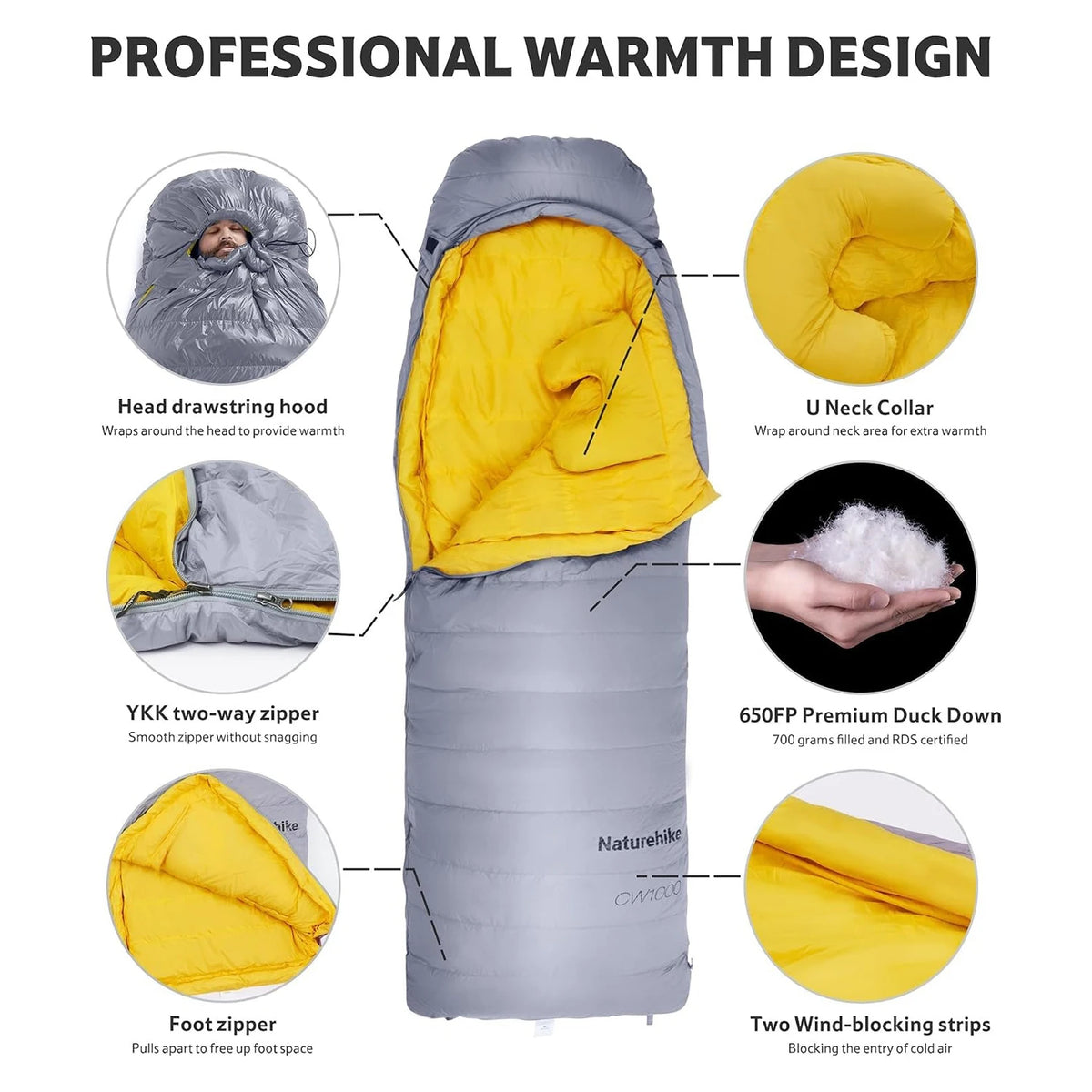 Naturehike Ultralight 650FP Duck Down Sleeping Bag For Camping