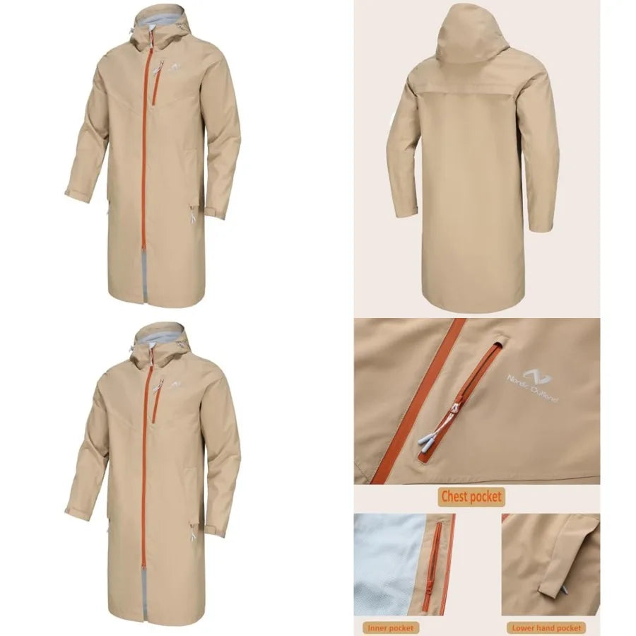 Mens Waterproof Breathable Rain Jacket With Hood For Outdoor Activities