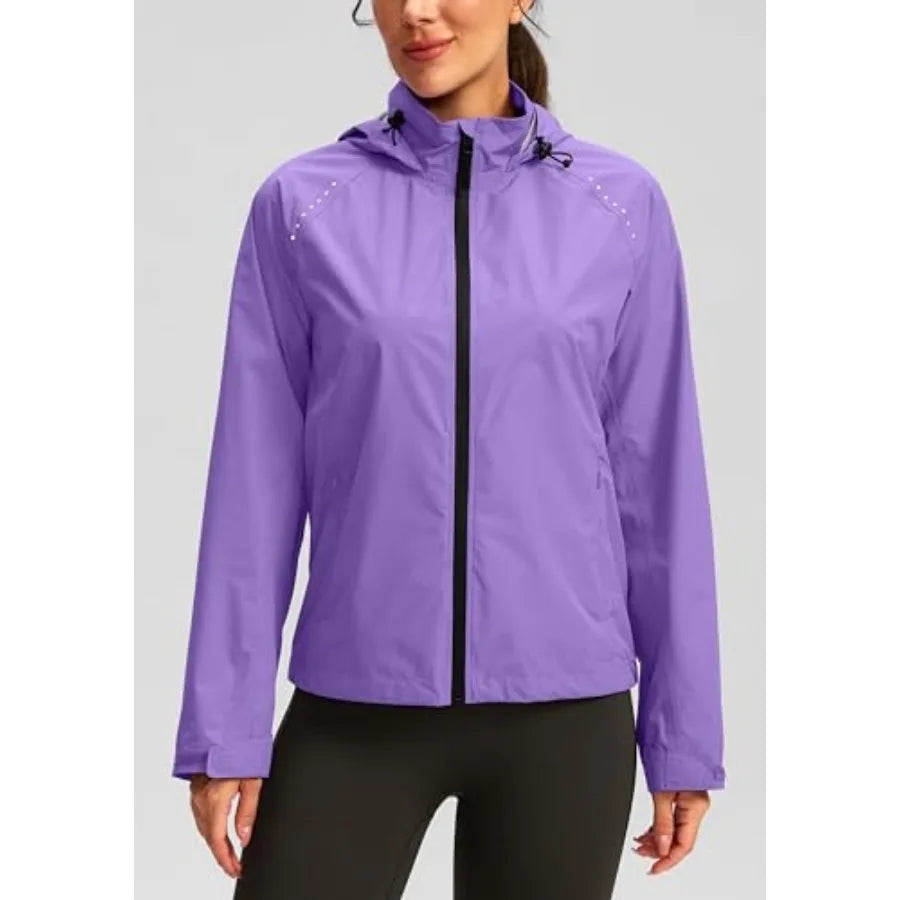 Women's Waterproof Cycling Rain Jacket Windproof Packable Hood