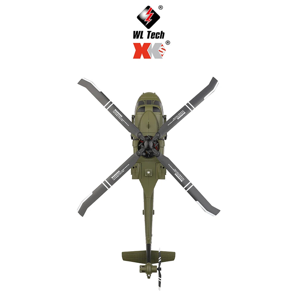 UH-60L Brushless RC Helicopter 4 Channels Remote Control Helicopters with Gyroscope and LED Light Durable Airplane Toy Wltoys K170