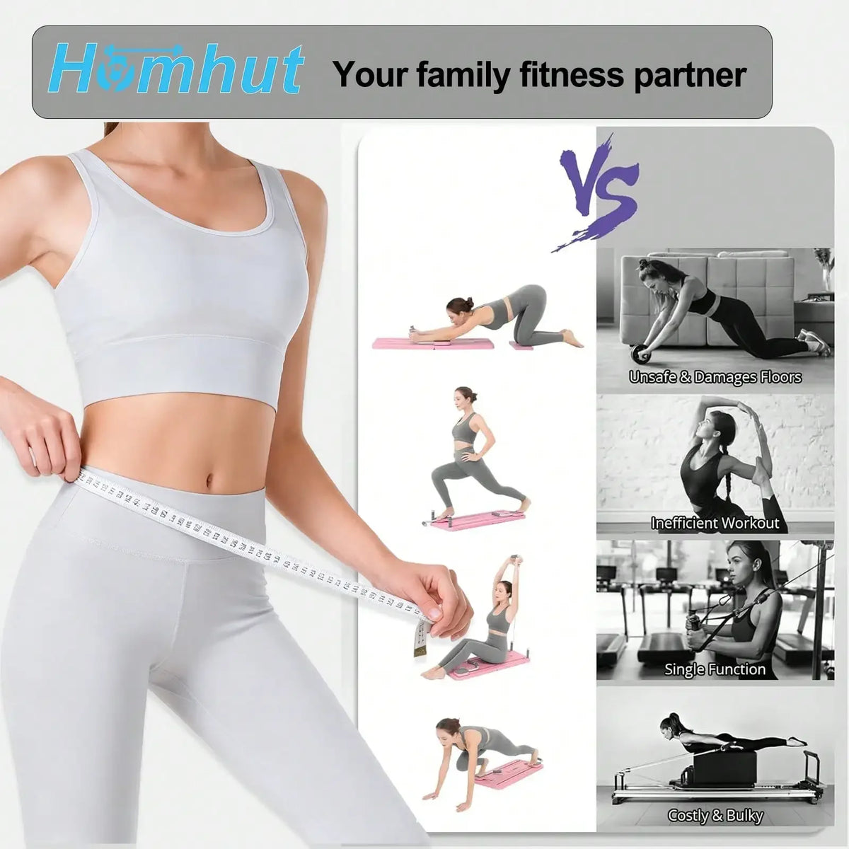 Foldable Pilates Sliding Board For Core And Leg Training