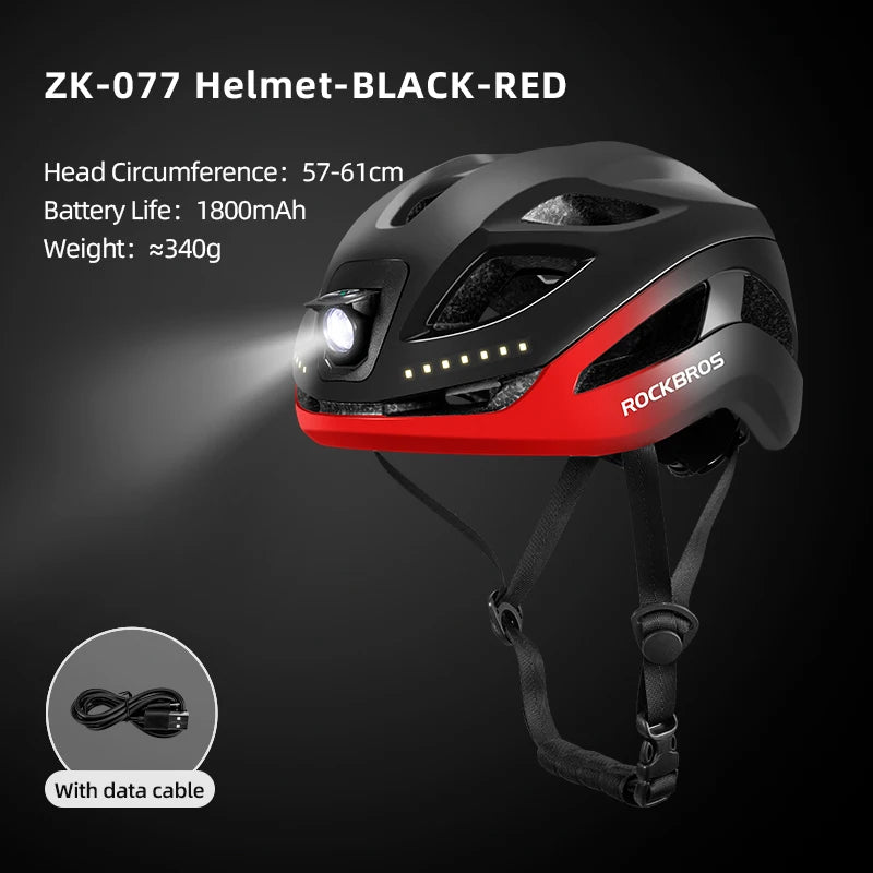 Rockbros Rechargeable Led Cycling Helmet For Night Safety