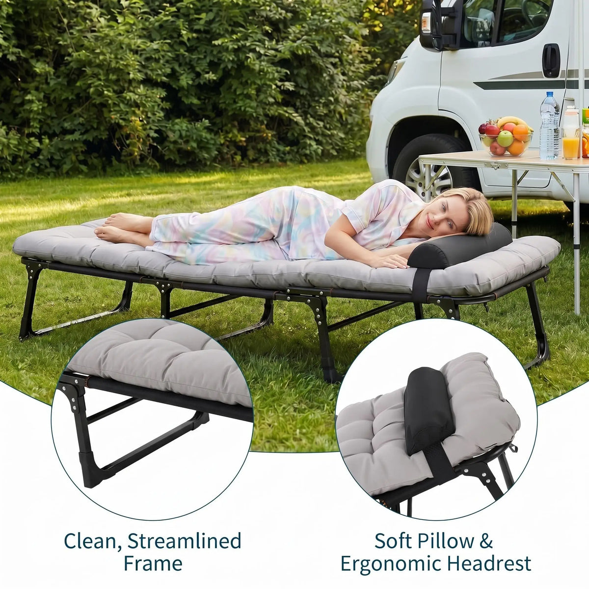 Hosslly Portable Folding Camping Bed With Thick Mattress
