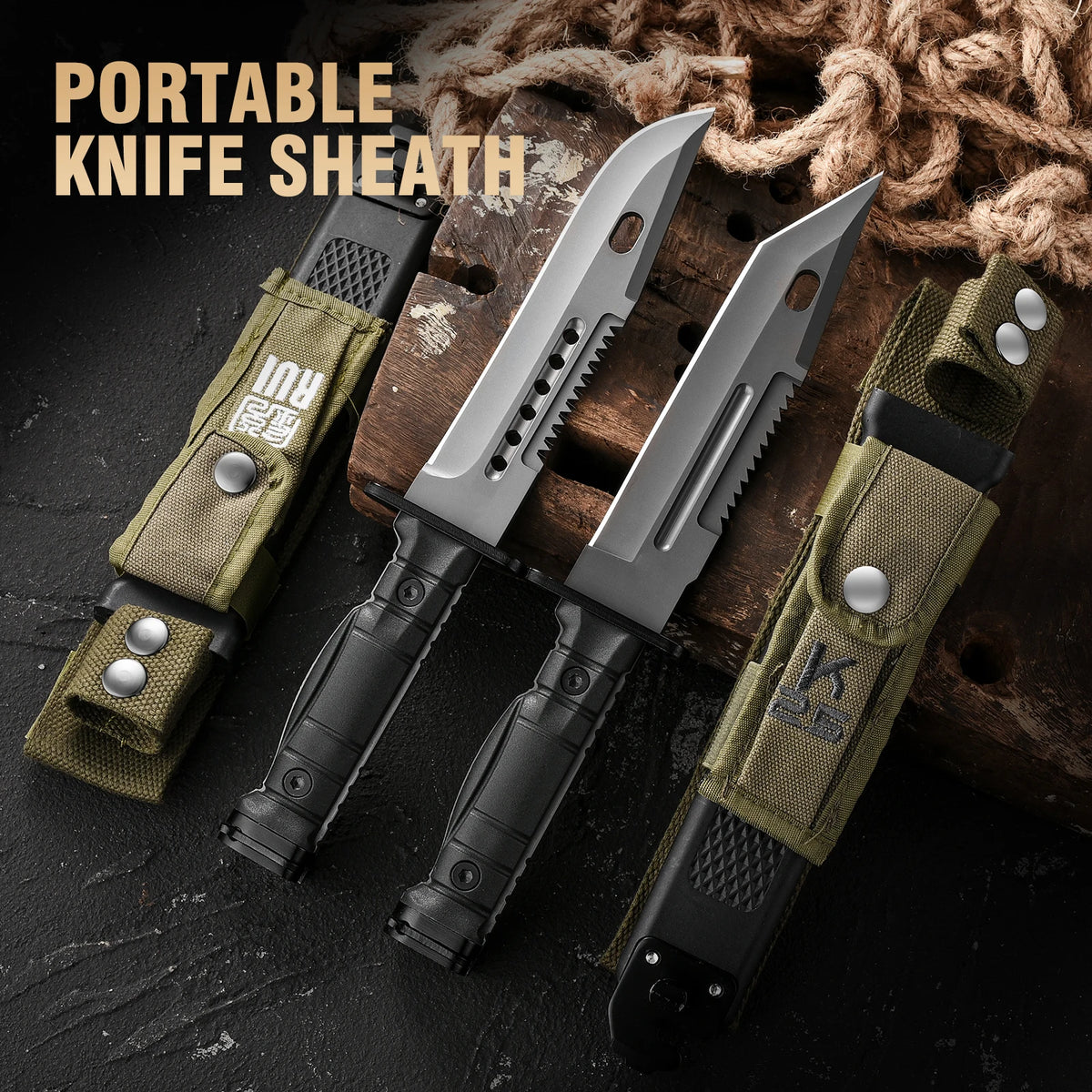 Portable Outdoor Knife with Fixed Blade, High-Quality Straight Knife, Suitable for Fishing, Mountaineering Exploration, Survival Training and Camping Activities. A Premium Gift for Men, Comes with a Knife Sheath.
