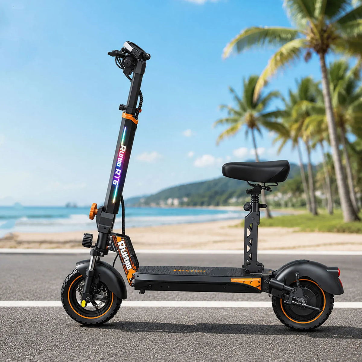 800W Adult Electric Scooter with Seat, 48V 18.2Ah Battery, Up to 34 Miles Range, 10" Tires, Lightweight Foldable Commuter