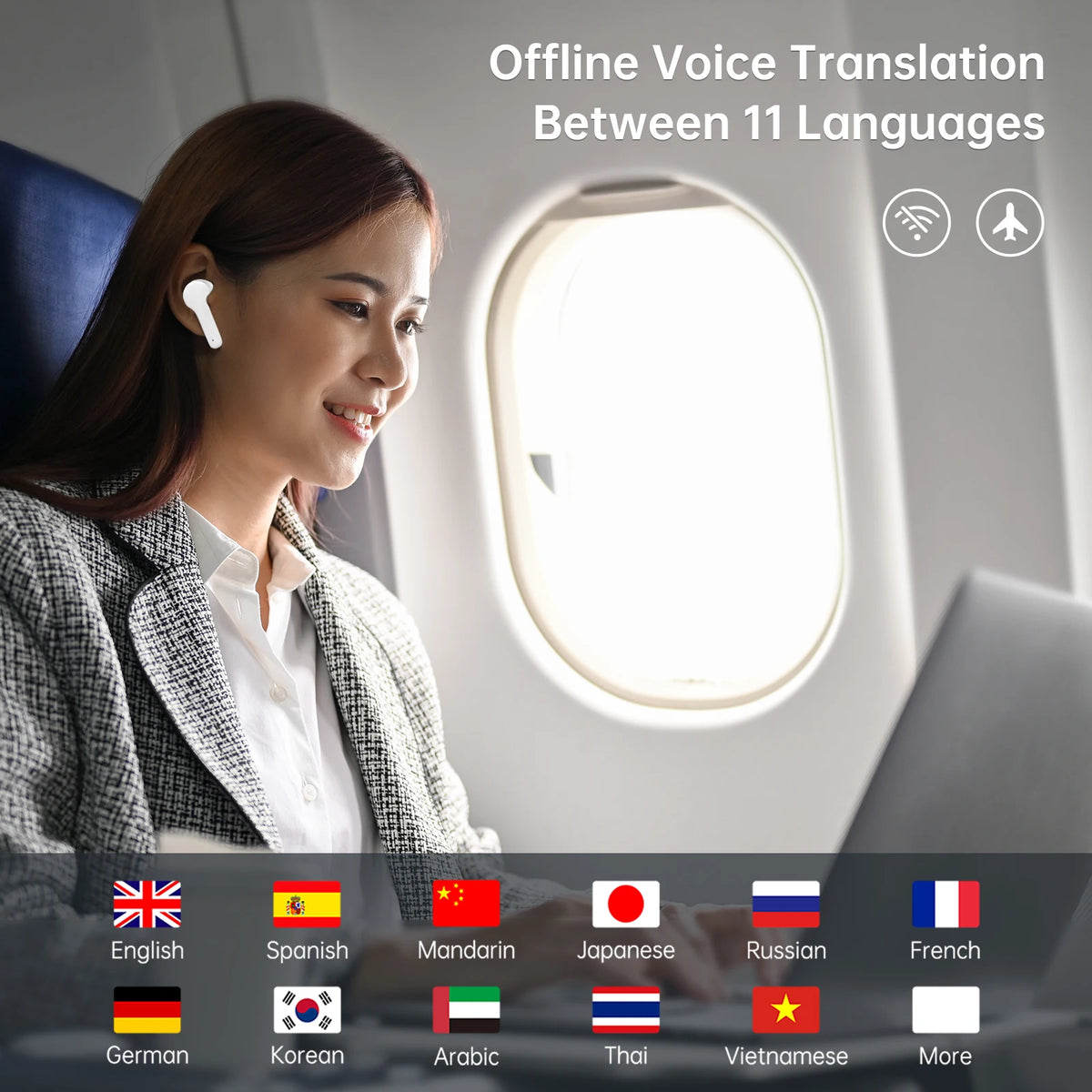 Wooask M6 Translator Earbuds With Real Time Language Translation