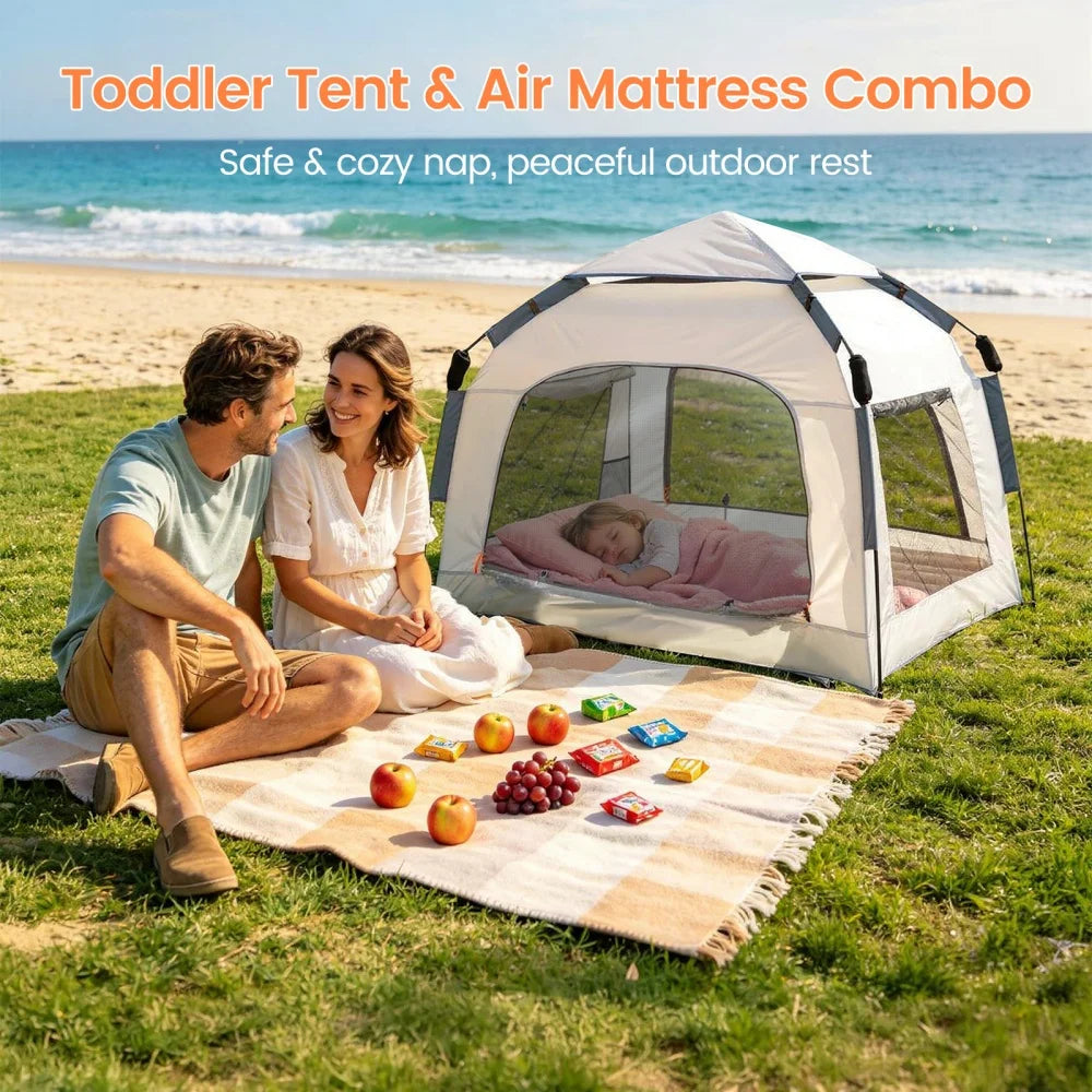 Kids Inflatable Travel Bed Tent Portable Air Mattress Camping