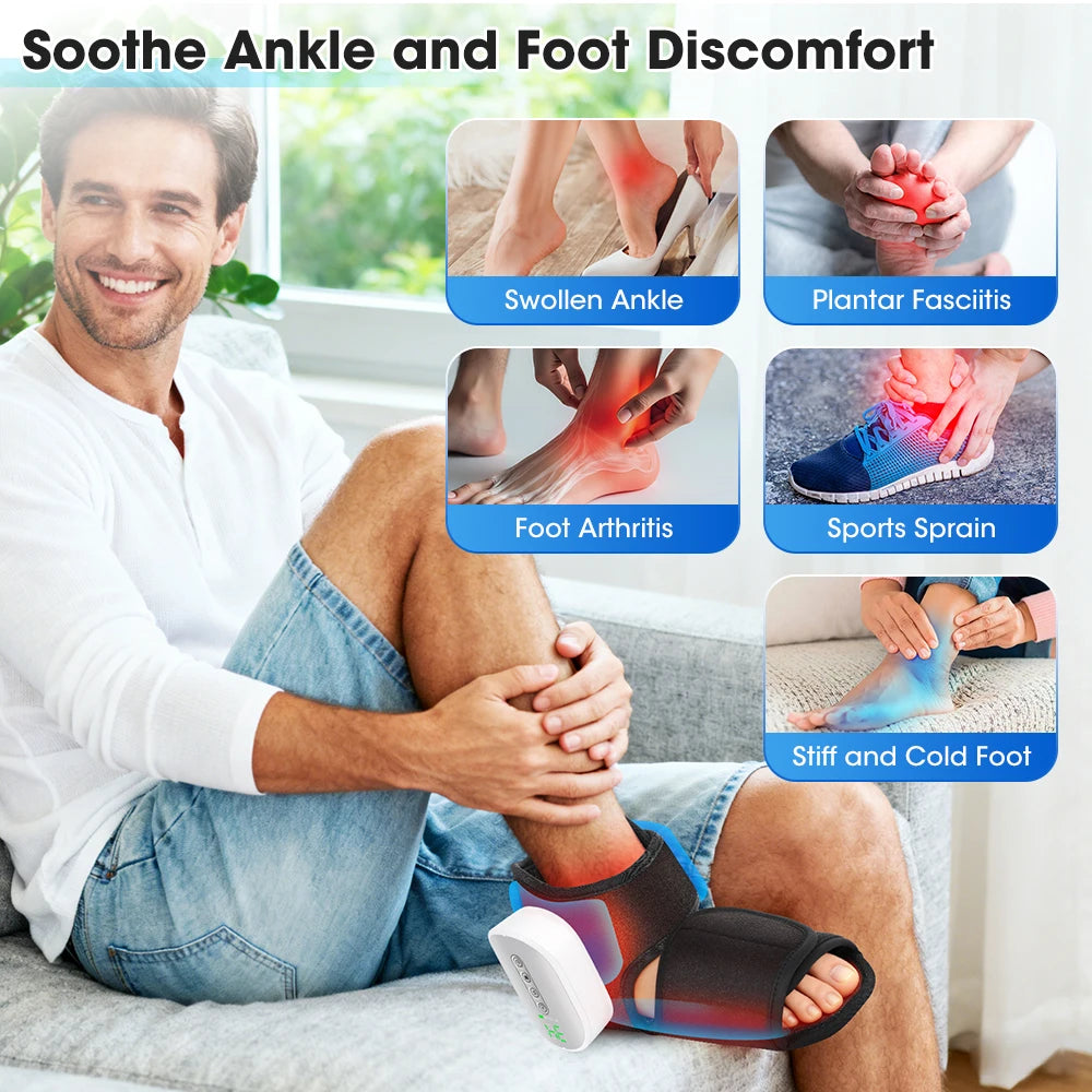 Hailicare Cordless Heated Ankle Brace Dual Airbag Kneading Foot Support