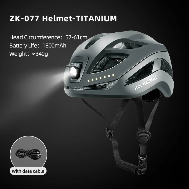Rockbros Rechargeable Led Cycling Helmet For Night Safety