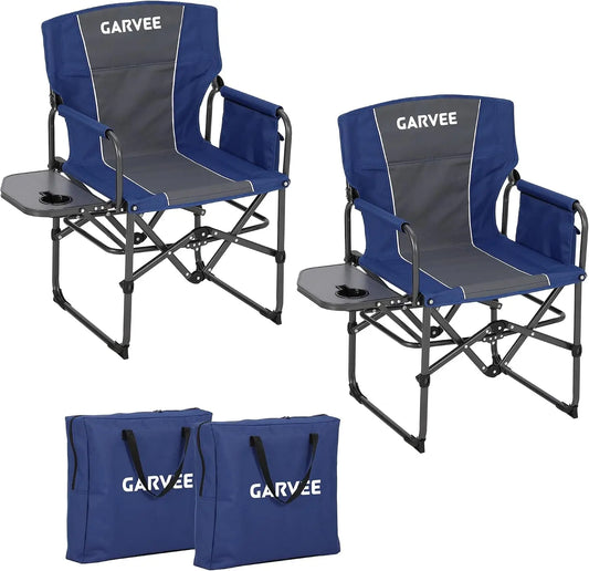 Tacleekii Folding Camping Director Chair With Side Table For Adults
