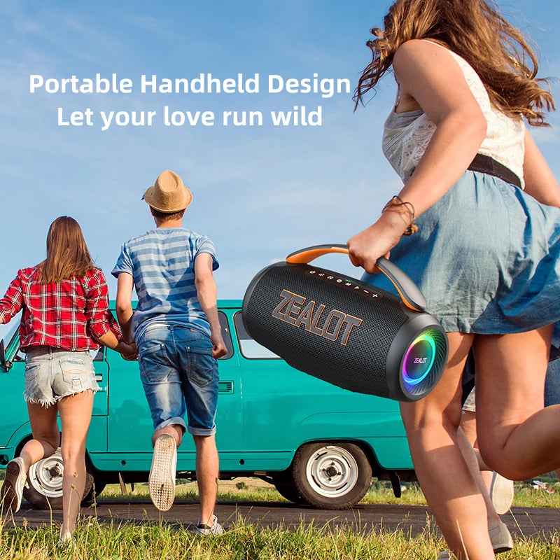 us_zealot_p12 Speaker 60W Portable Bluetooth Speaker with IPX6 Waterproof, Comfortable handle,Controllable lighting,TWS,AUX