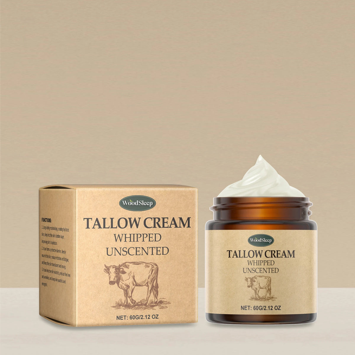 Natural Whipped Tallow Face Cream Unscented For Sensitive Skin Moisturizing