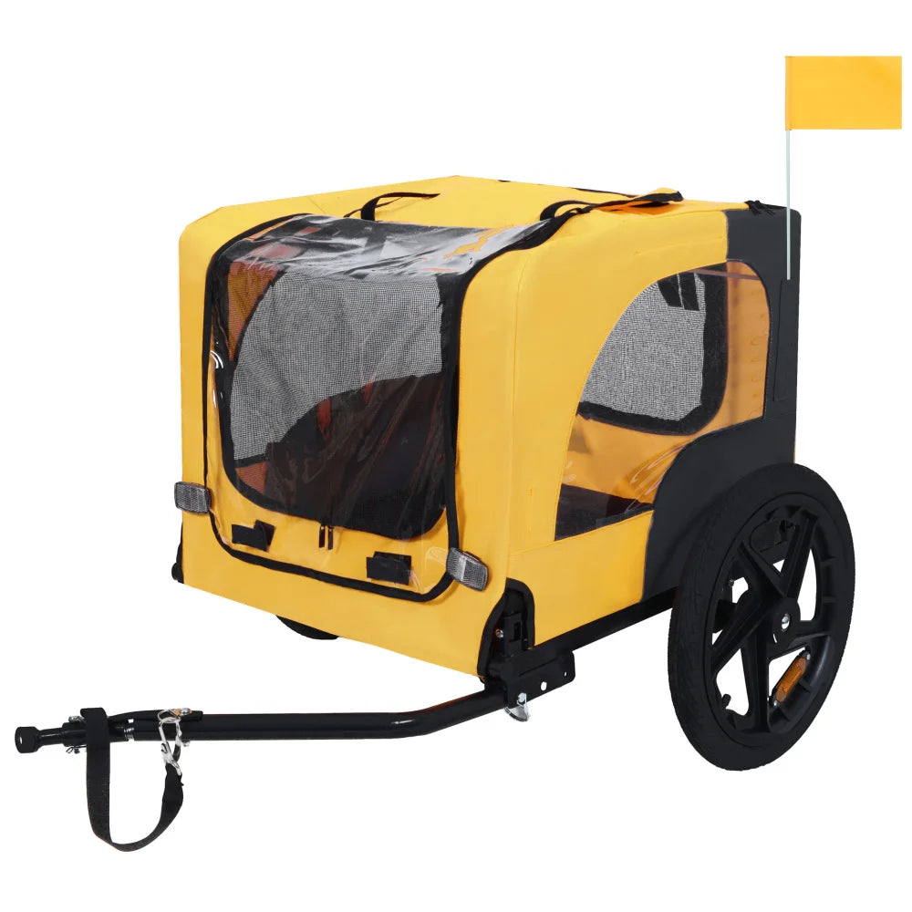 Foldable Dog Bike Trailer With Air Filled Wheels And Canopy
